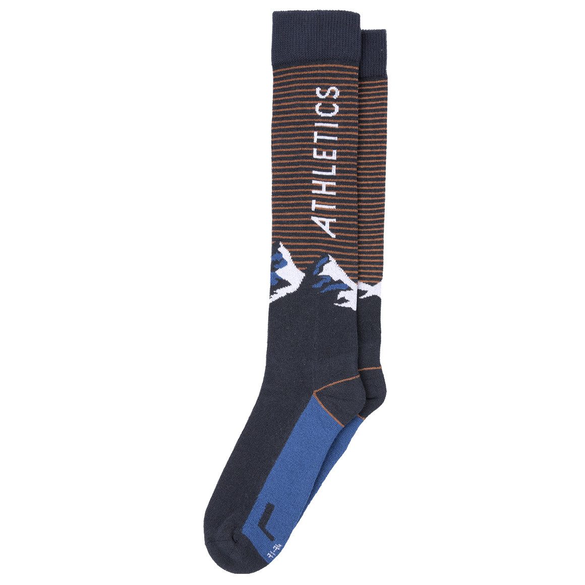 Topolino 2 Paar Jungen Kniestrümpfe mit Frotteesohle dunkelblau / blau / hellbraun
