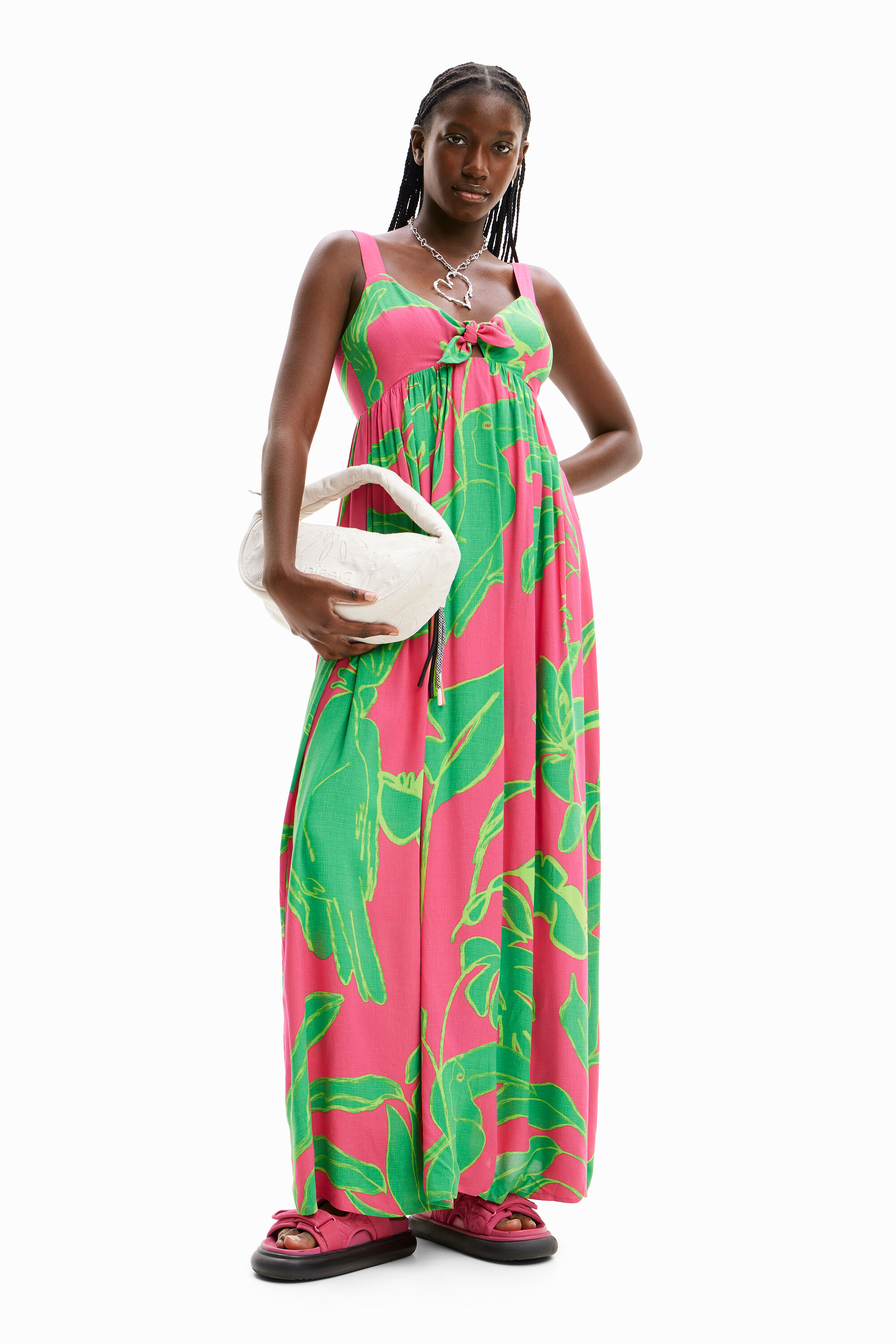 Robe longue encolure cache-cœur