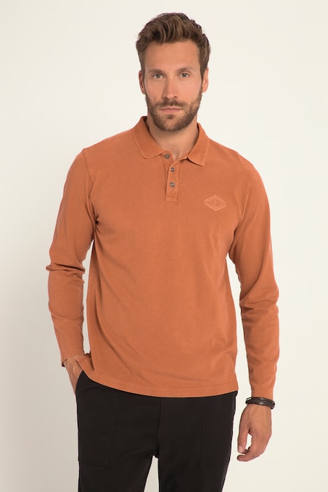 Poloshirt, Langarm, Vintage washed, Polokragen