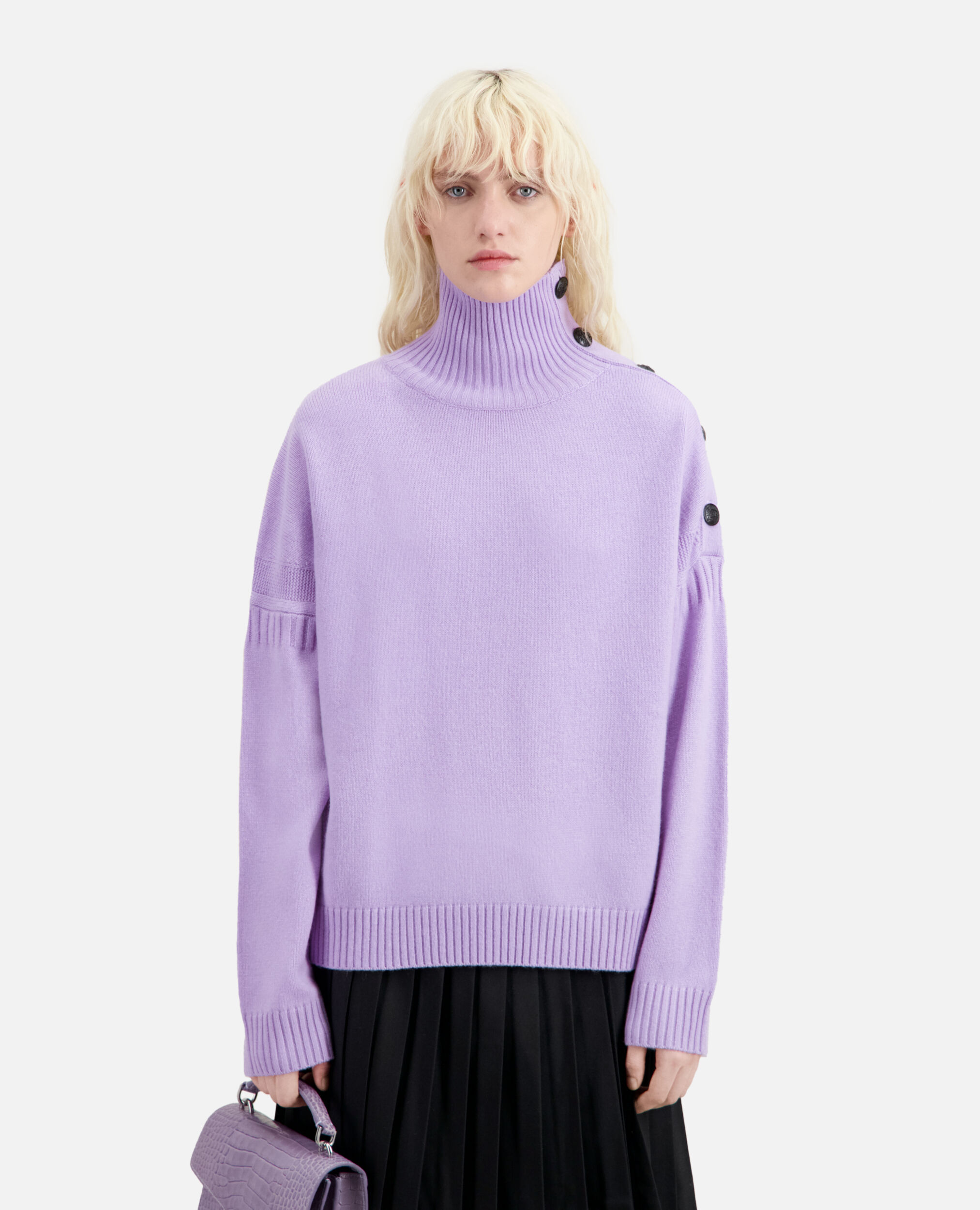 Purple wool and cashmere sweater with buttons