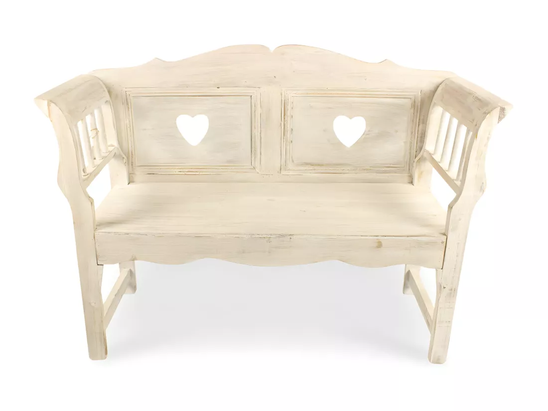 Banc 2 places Bois Blanc - Décoration d'Autrefois