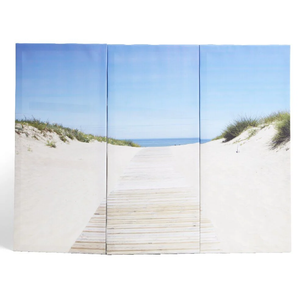 Toile triptyque imprimé plage 80x60cm