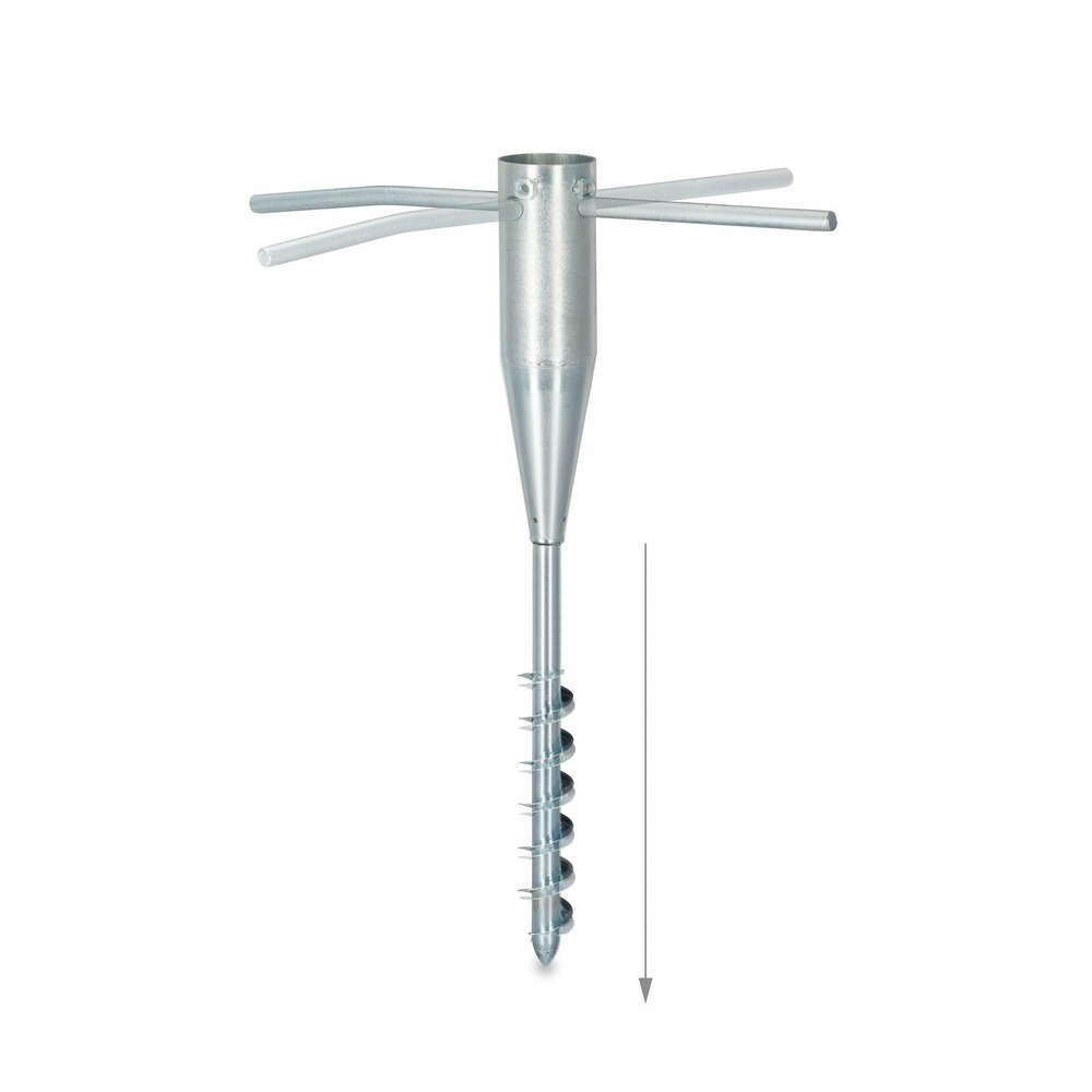 Douille pied de sol pied de parasol 25-55 mm acier galvanisé argenté