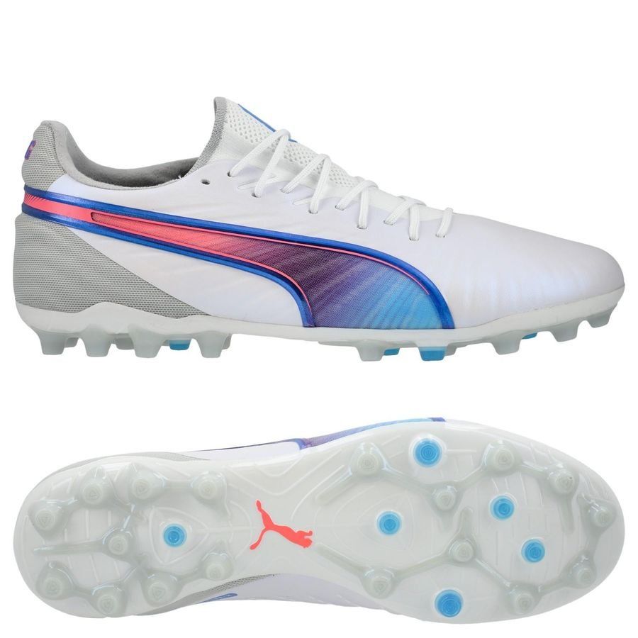 PUMA King Ultimate MG Formula - Blanc/Bleu/Flat Light Gray/Crépuscule