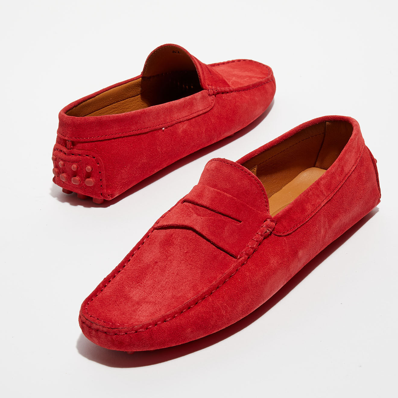 Loafers Mocassins en Velours de Cuir Martin rouges