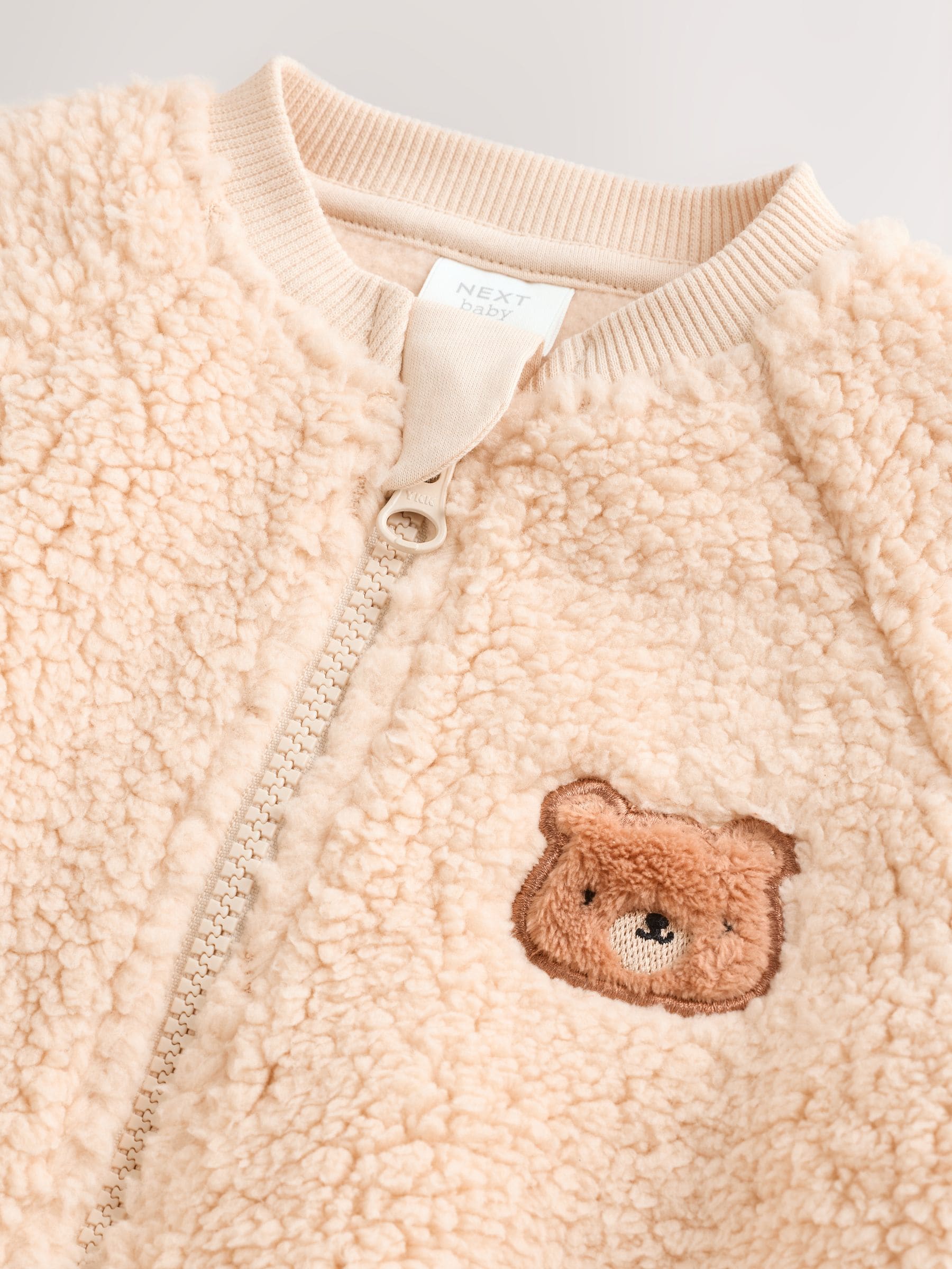 Neutraal met beren - Baby Heavy Fleece Sleepsuit