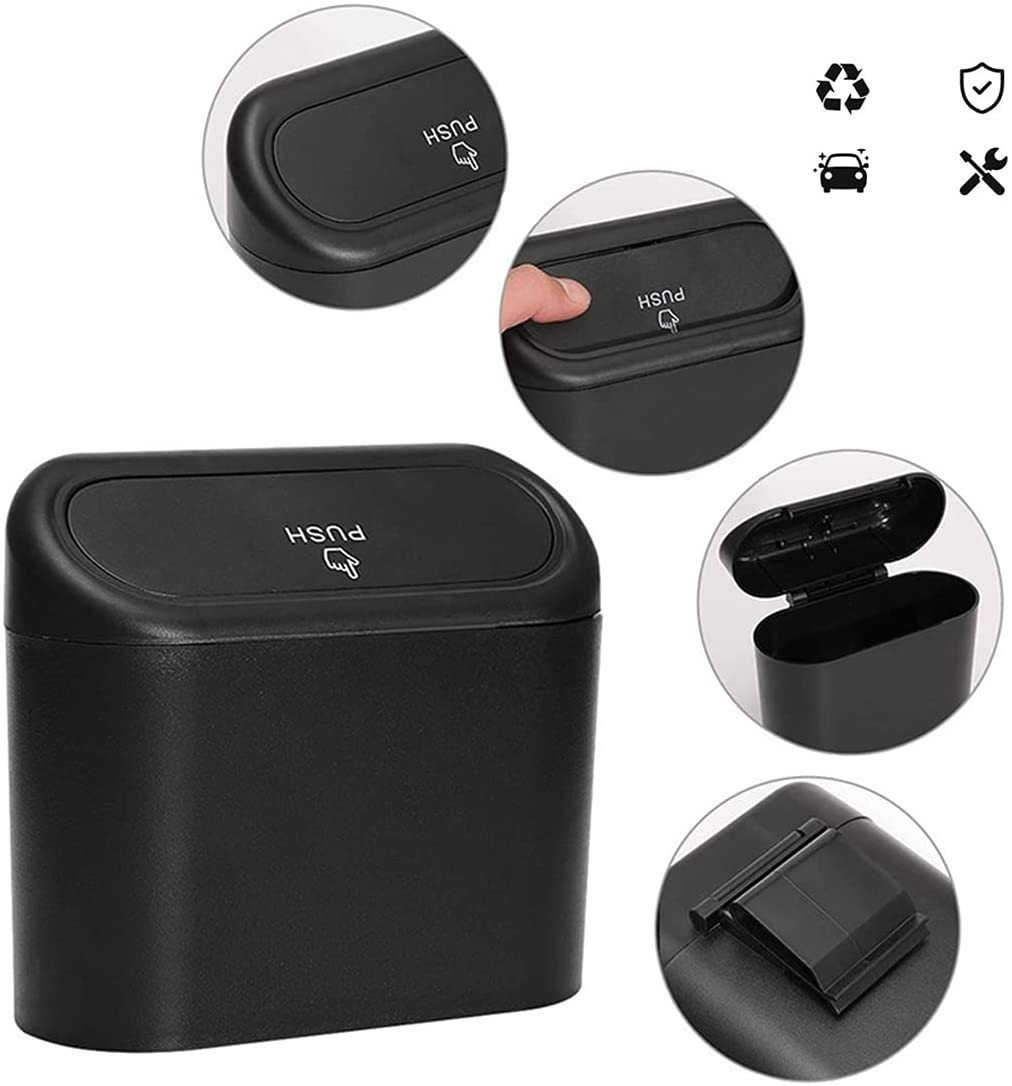 (1L) Mini Hänge Mülleimer Auto Abfallbox - Schwarz