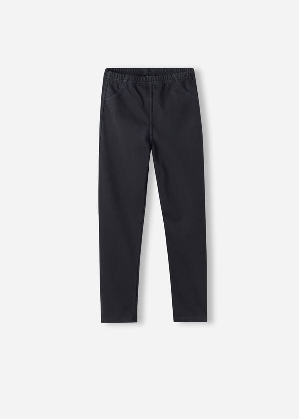 Calças legging térmicas de ganga para meninas