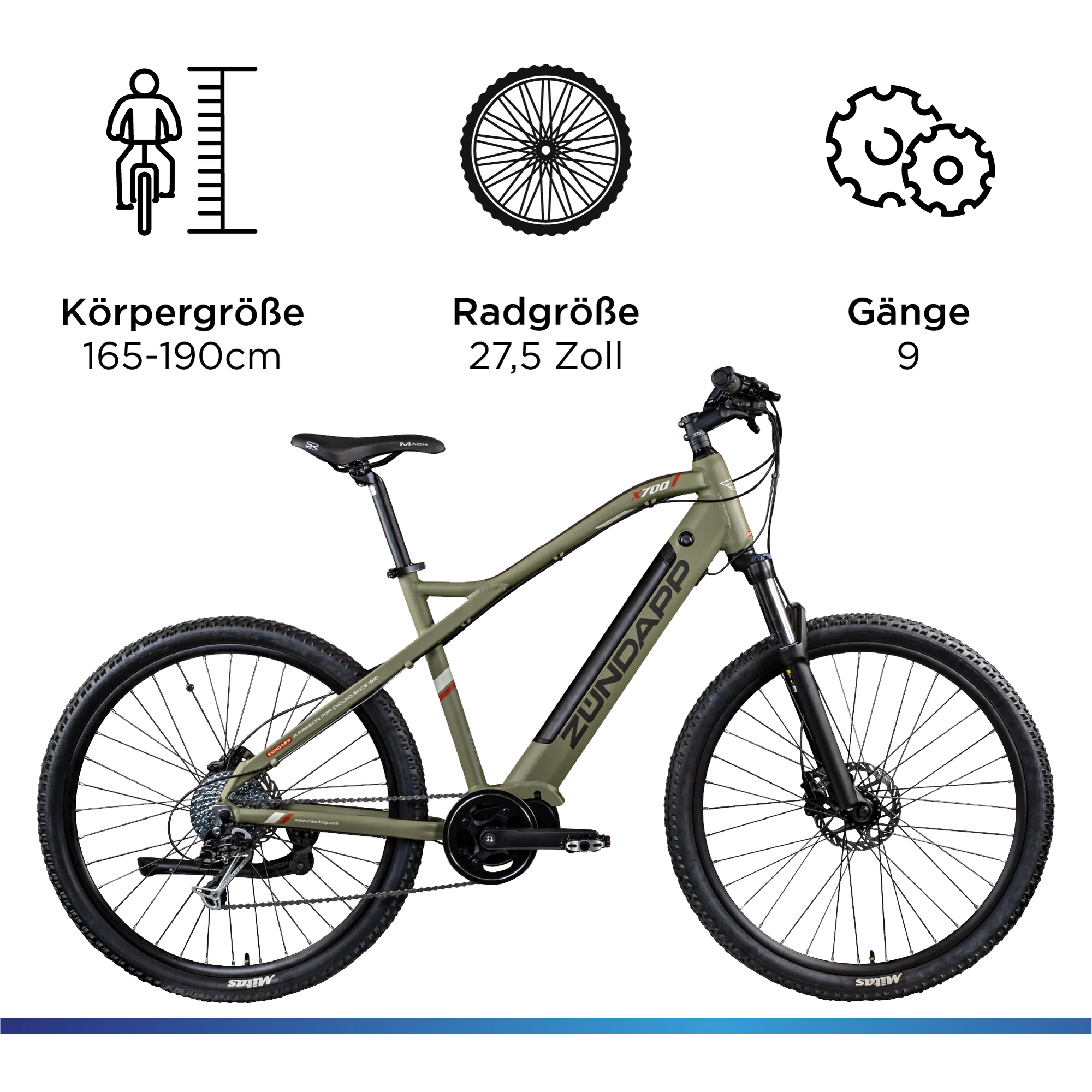 Zündapp X700 E Bike Mountainbike 27,5 Zoll Pedelec 165 - 190 cm EMTB Hardtail 650B für Damen und Herren Ananda Mittelmotor