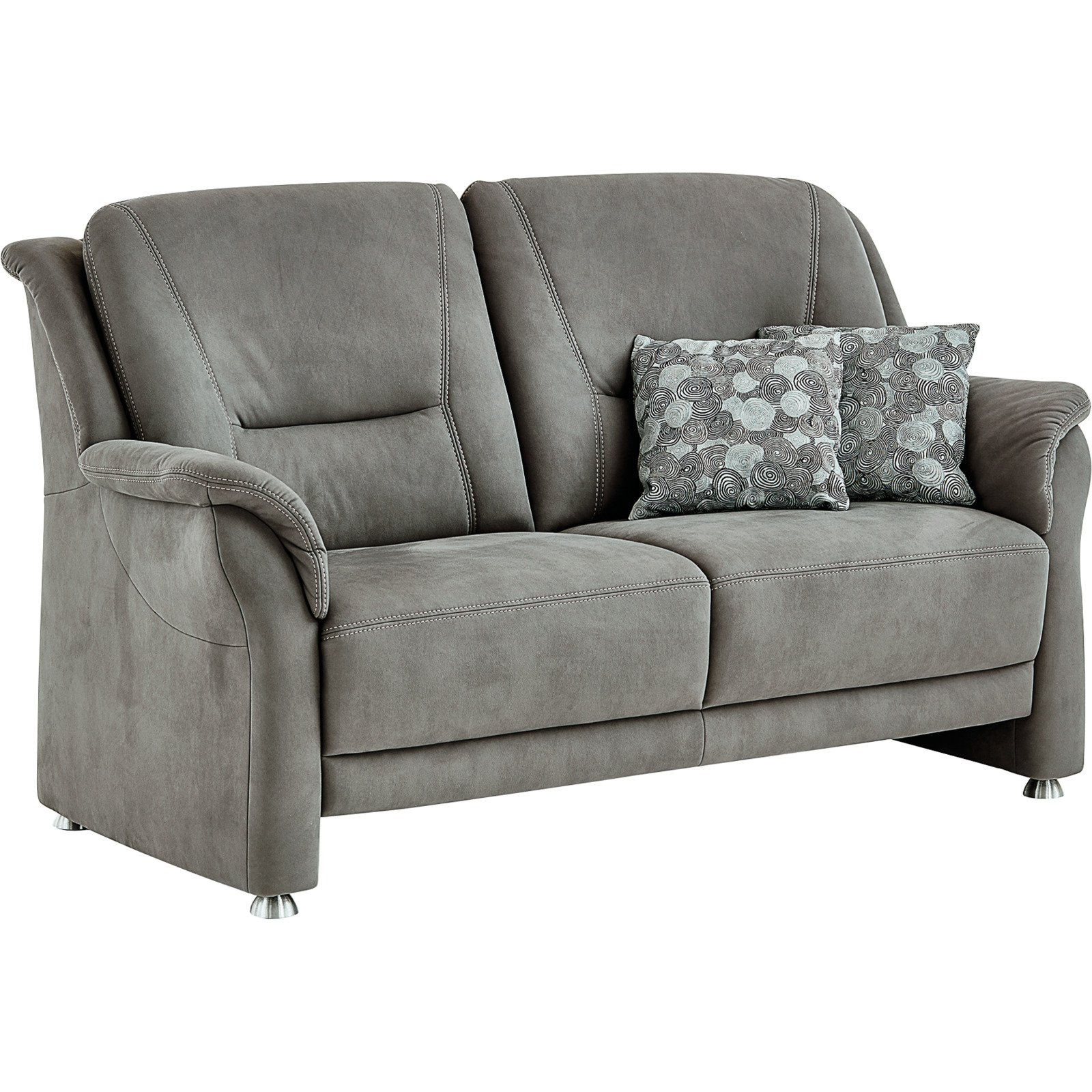 2er-Sofa Mainz Stoff grau, Boxspring-Polsterung