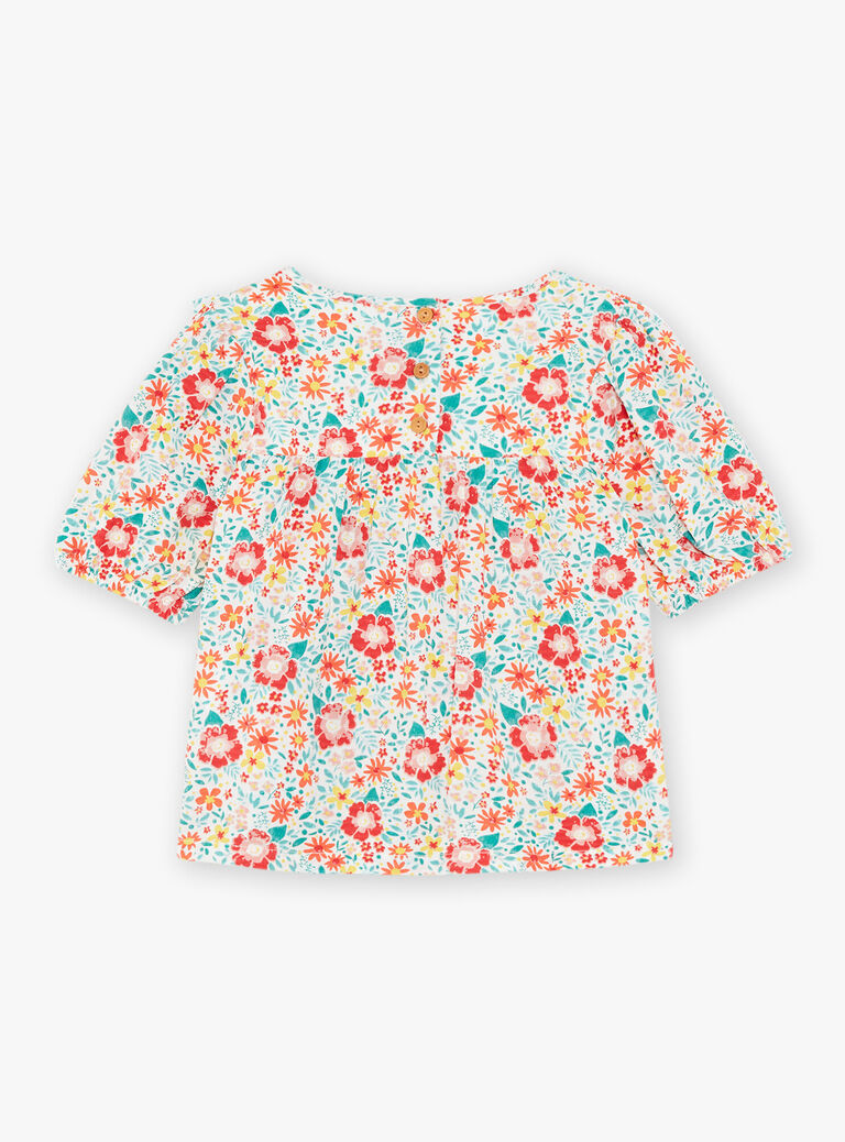 Blouse écrue à fleurs