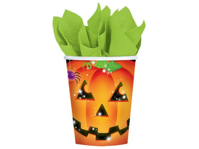 Amscan Einweggeschirr Becher Kürbis 266 ml 1 Stück Kürbisbecher für Halloween