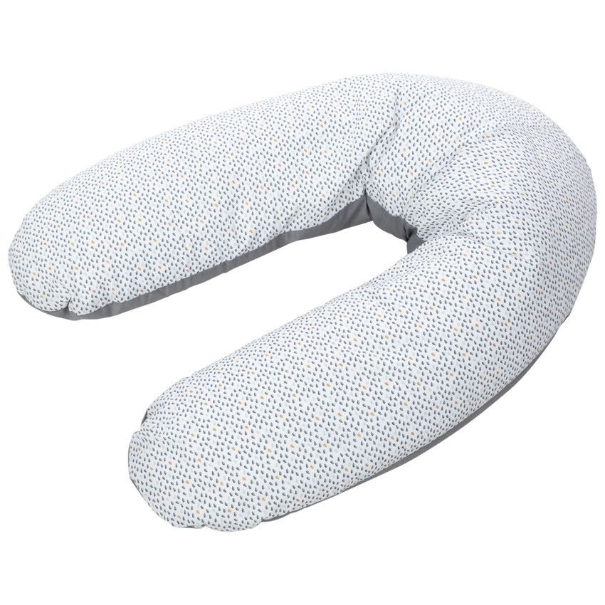 Coussin d'allaitement avec housse motif nuages 160cm - Ecru