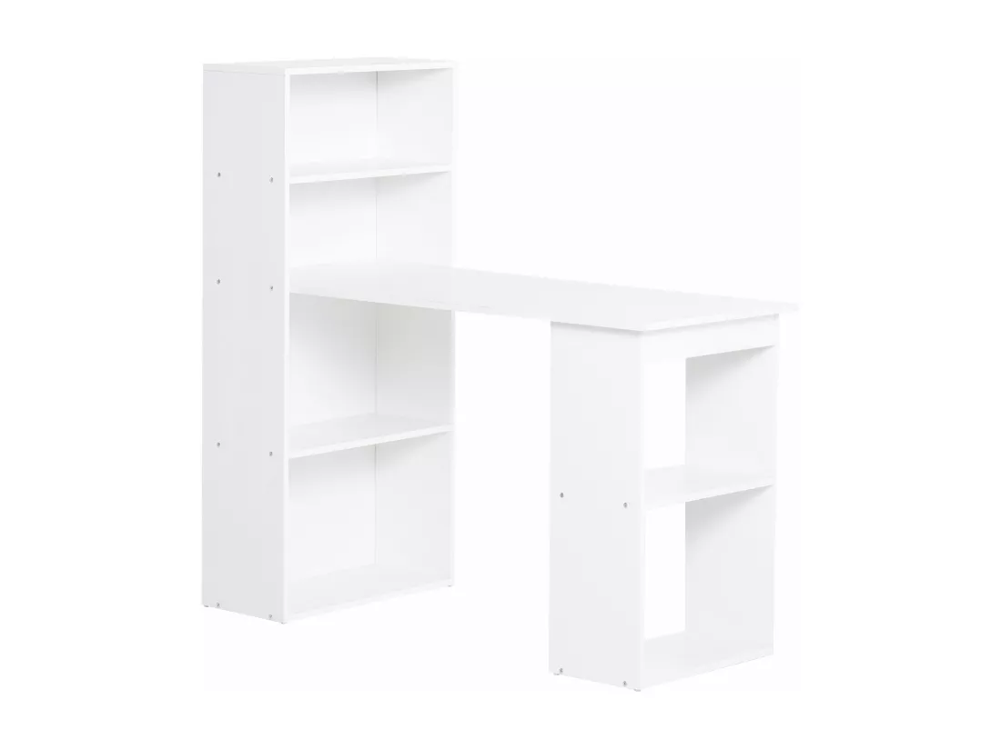 Bureau informatique 120L x 55l x 120H cm bibliothèque adjacente multi-rangements blanc