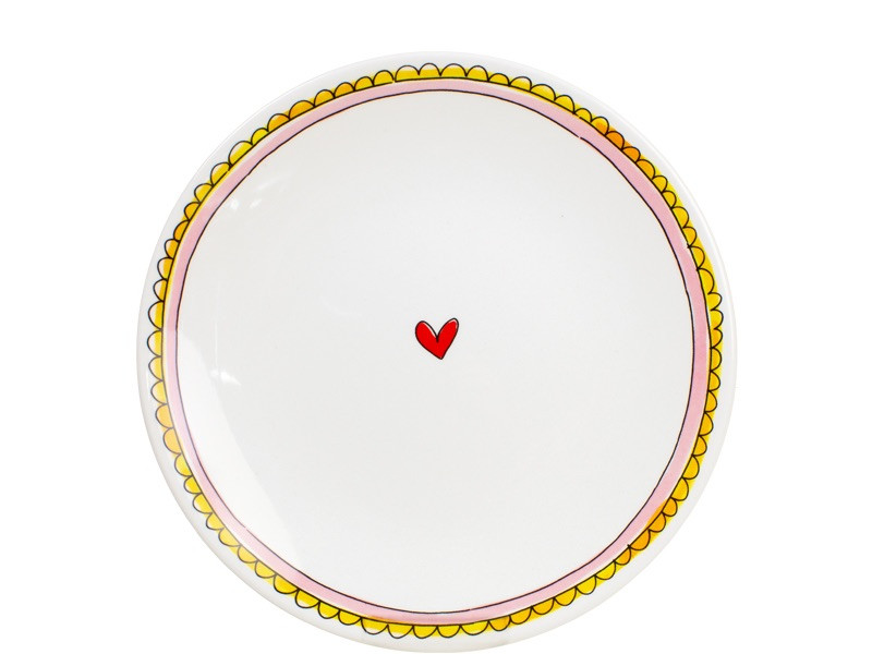 Ontbijtbord ⌀22cm Roze Rand met hartje