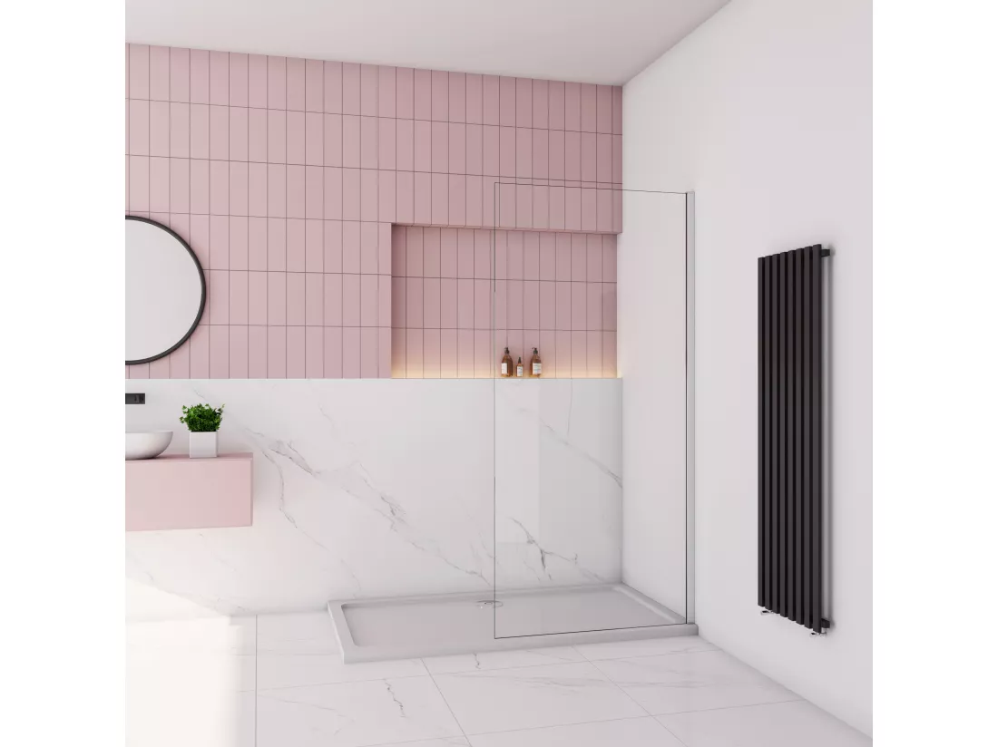 AICA paroi de douche à l'italienne fixe 110x200cm,style atelier,Profilé en aluminium chromé,en 8mm verre anticalcaire,sans receveur