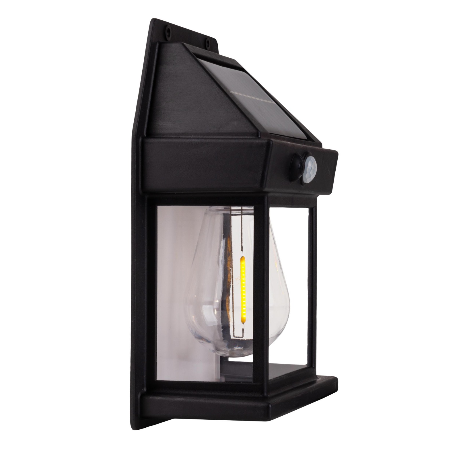 2er-Set LED-Solar-Wandleuchte MIRA - schwarz - Bewegungssensor