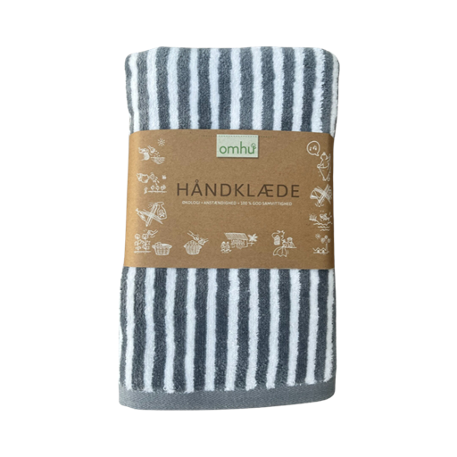 OMHU Frotté Stripe Håndklæde, Light Grey, 70x140 cm