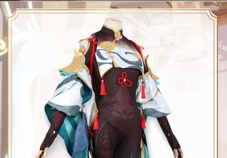 Feravin - Genshin Impact Shenhe Cosplaykostuum / Pruik / Set