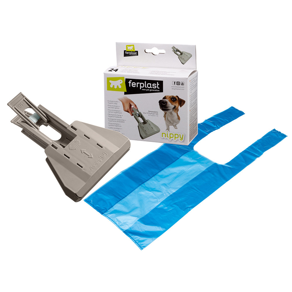 Pince écologique de collecte des déjections chien chiens ferplast nippy 24 sachets offerts