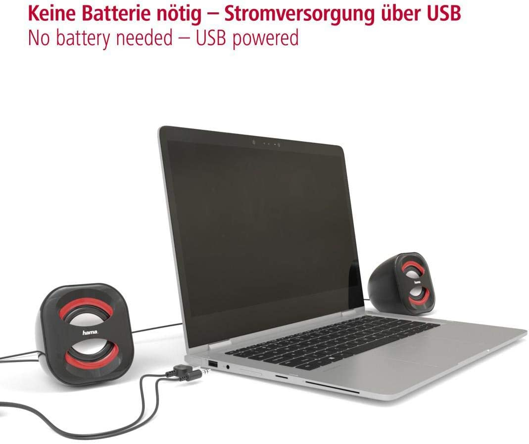 Sonic Mobil 183 Macbook / Notebook / Laptop / PC Stereo Lautsprecher USB / 3.5mm AUX Anschluss (00173131) - Schwarz