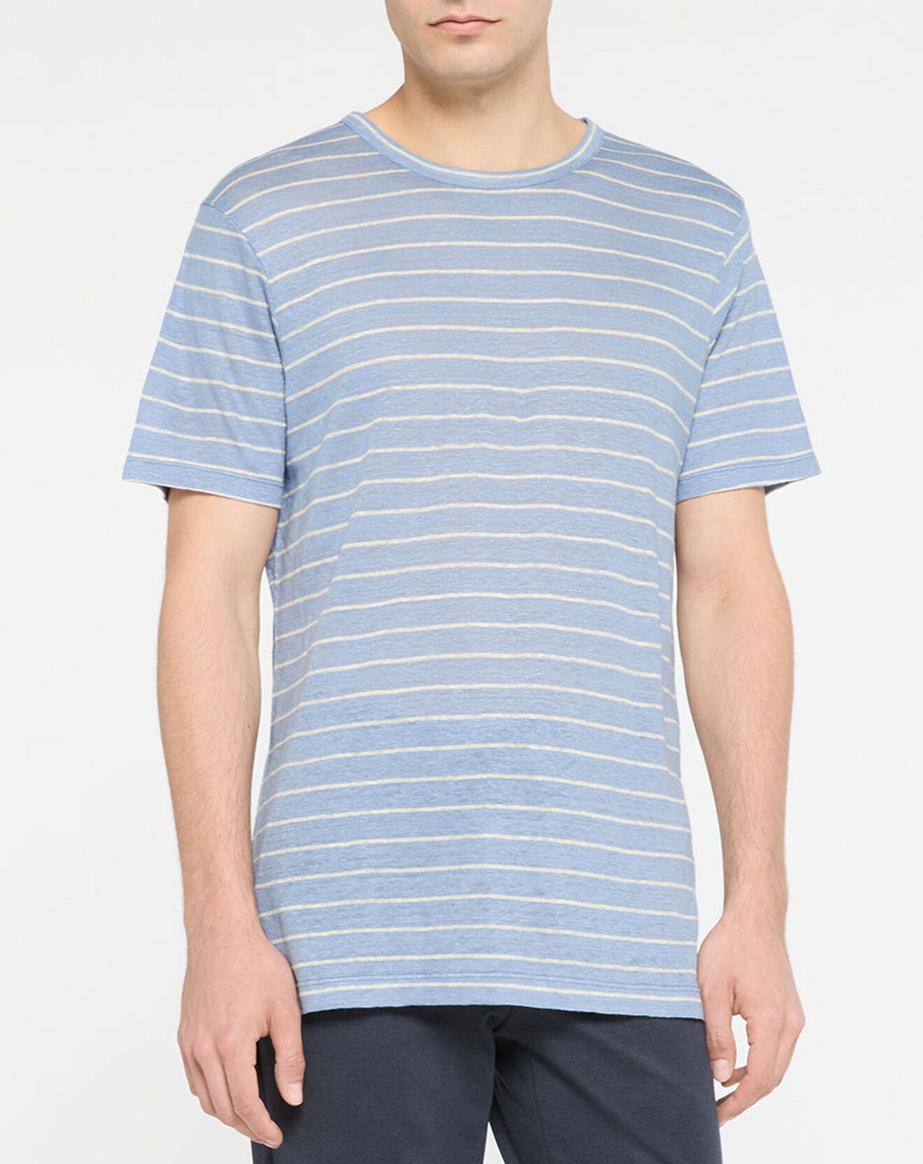 Hackett London T-Shirt 100% Lin Marinière bleu clair
