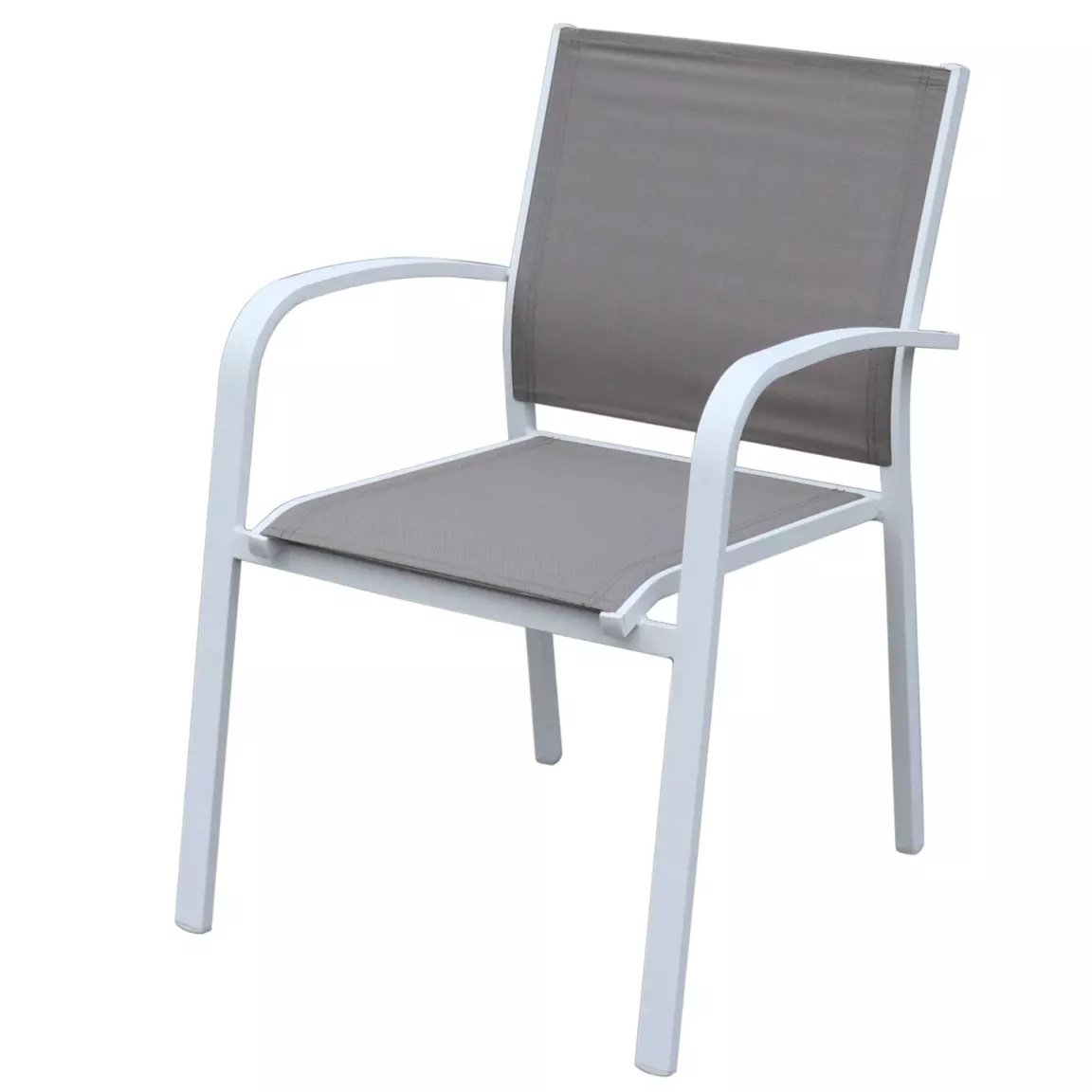 Fauteuil de jardin aluminium empilable Murano Blanc et taupe