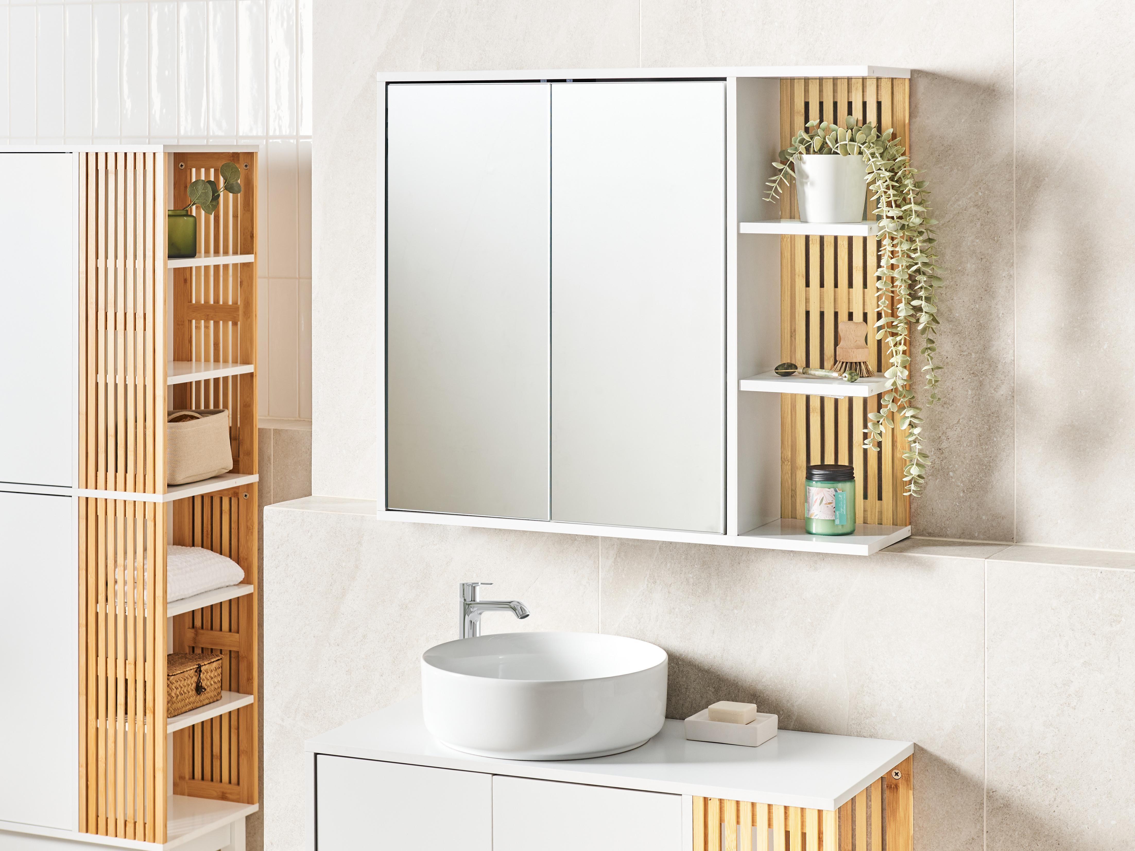 Badkamer wandkast met spiegel NUBES 80 cm 70 cm Wit