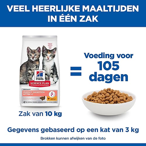 Hill's Science Plan Perfect Digestion Kittenvoer Kip & Rijst 7 kg | 12600.2