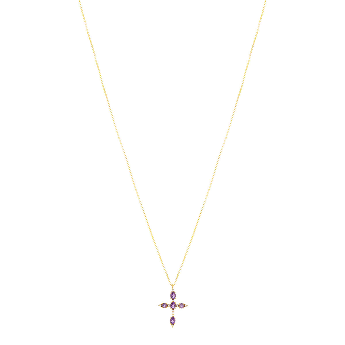 Collier or jaune 375 améthystes zirconias 45 cm