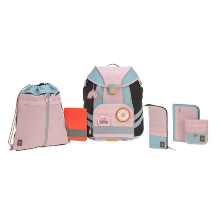 Lässig Schulranzenset Unique Rose Blue Black, 7-teilig