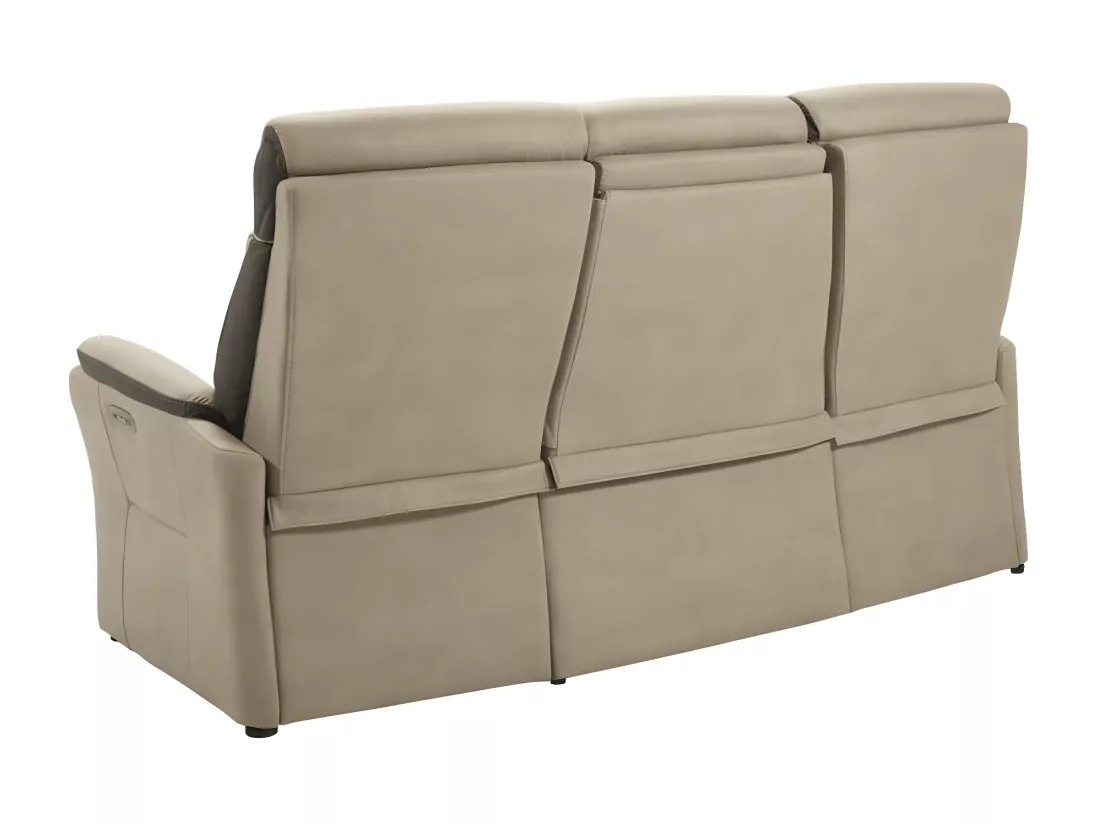 Canapé de relaxation électrique en nubuck Kondort-Couleur Beige-3 places relax électrique