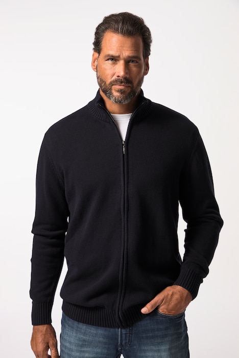 Strickjacke, Stehkragen, Rippbündchen
