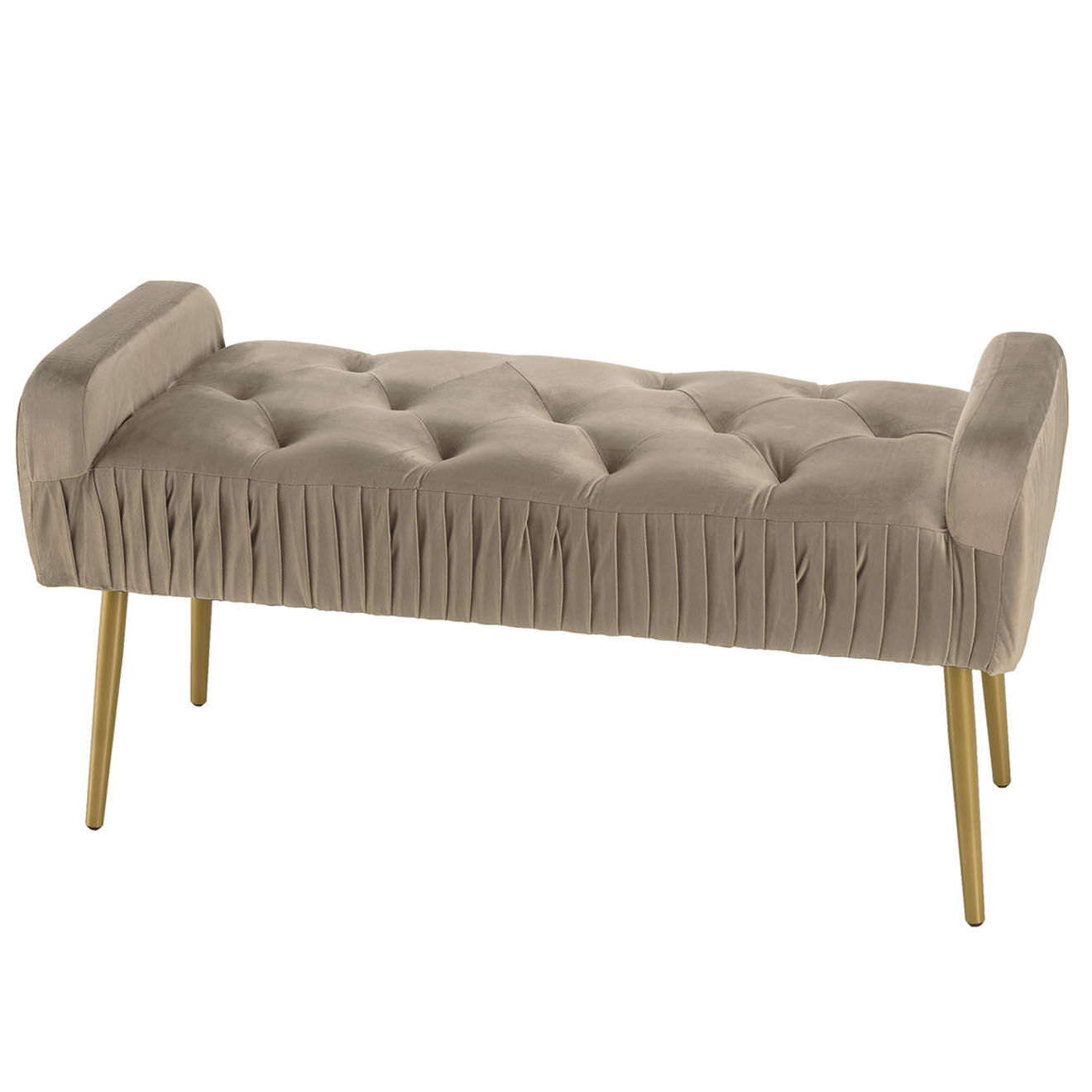 Macabane Banc de lit en velours Albane taupe - 103x40x53 cm