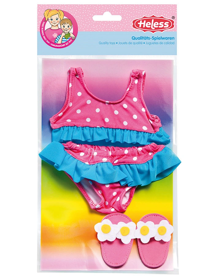 Puppen-Bikini mit Badeschläpchen klein (28-35 cm)