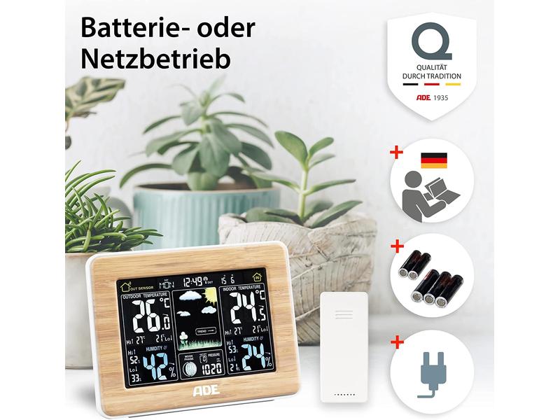 ADE Wetterstation WS1703 Bambus Wetterstation
