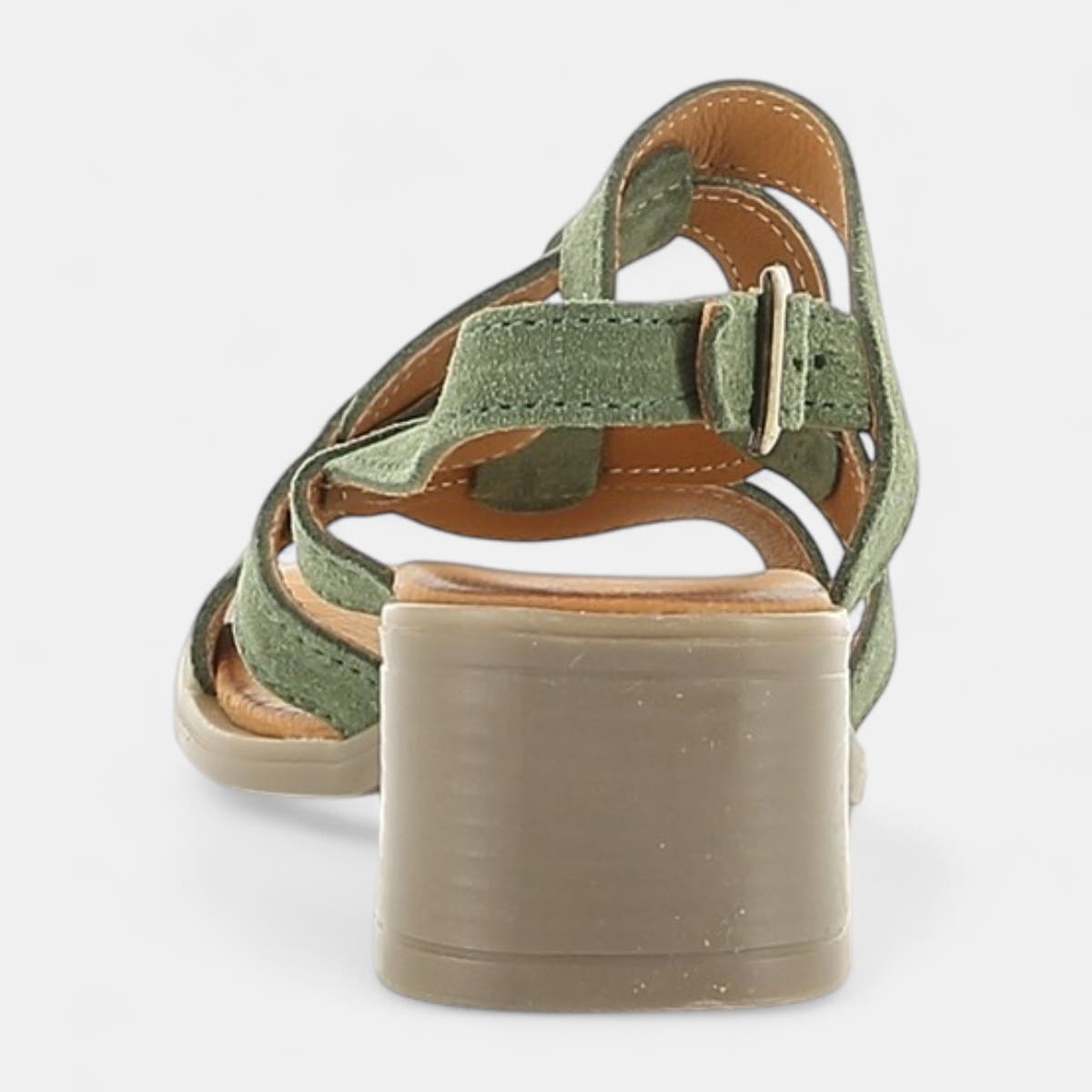 Nu-pieds Femme en cuir kaki