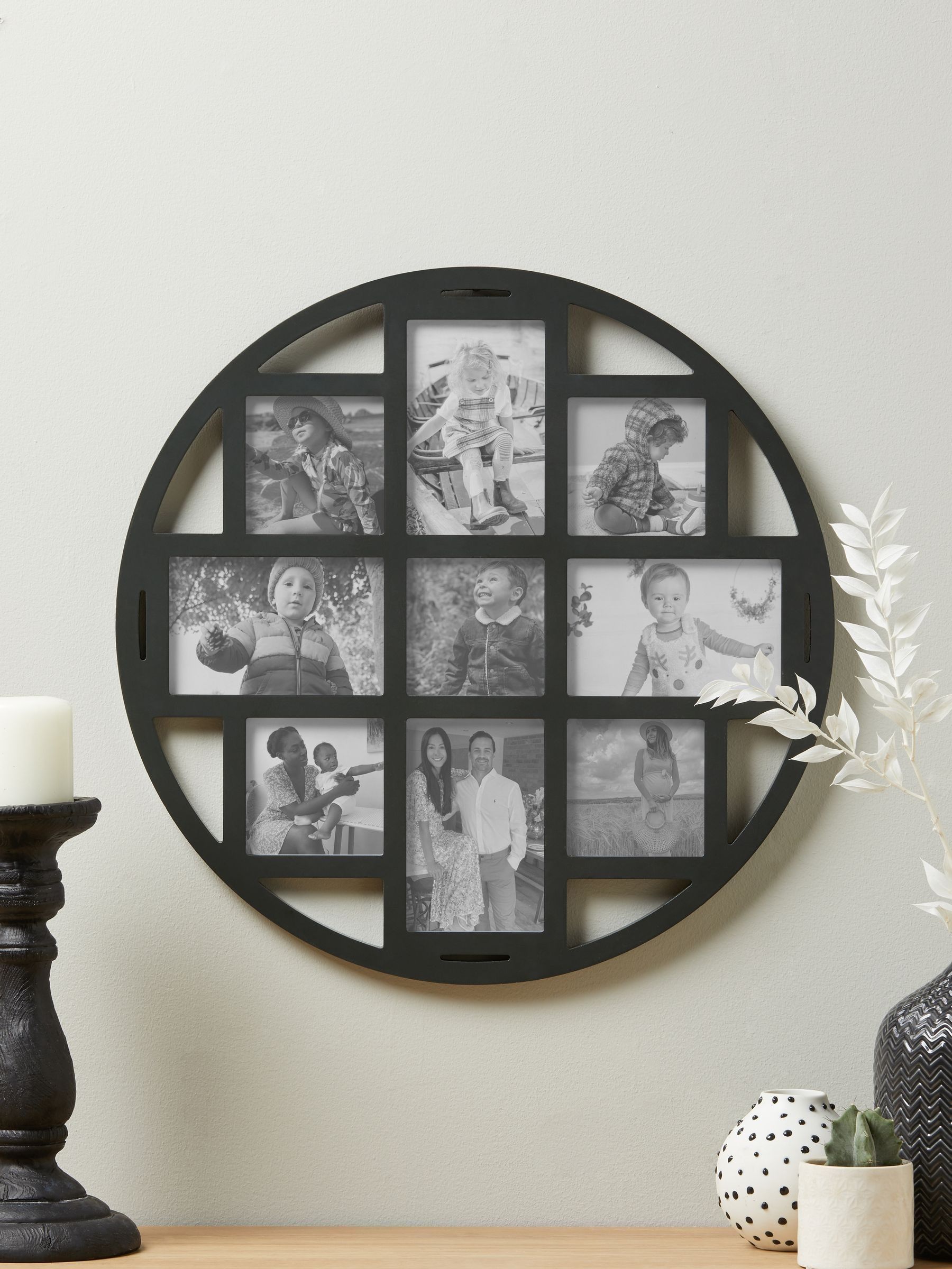 Ronde fotolijst voor meerdere foto's