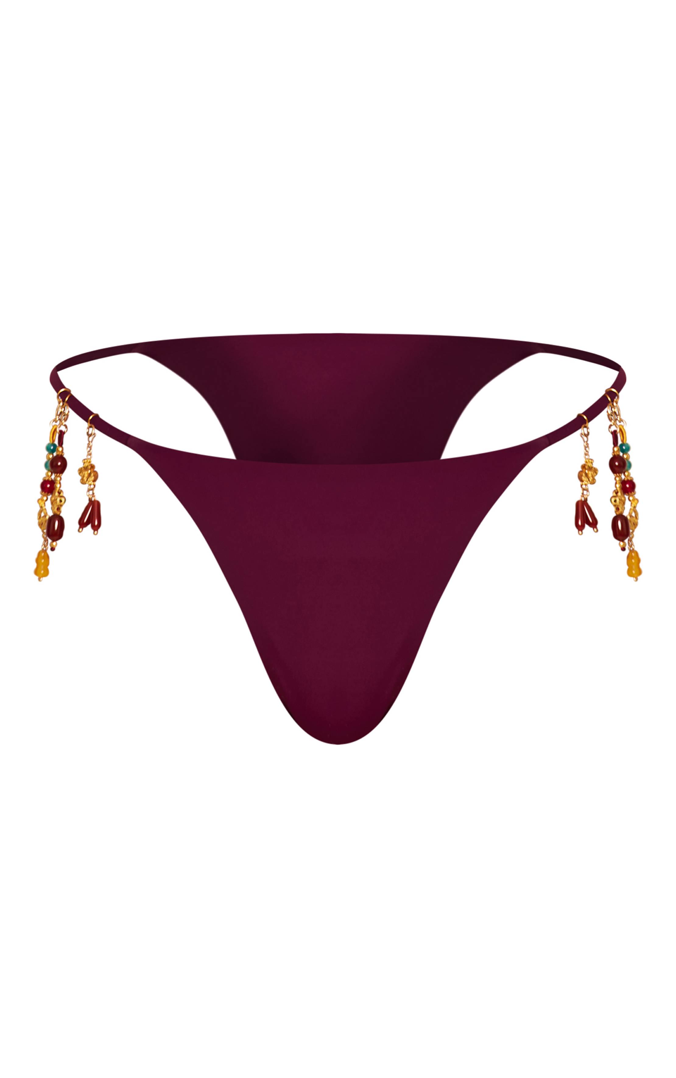 Violet Bas De Bikini Tanga À Liens Avec Détails Charms