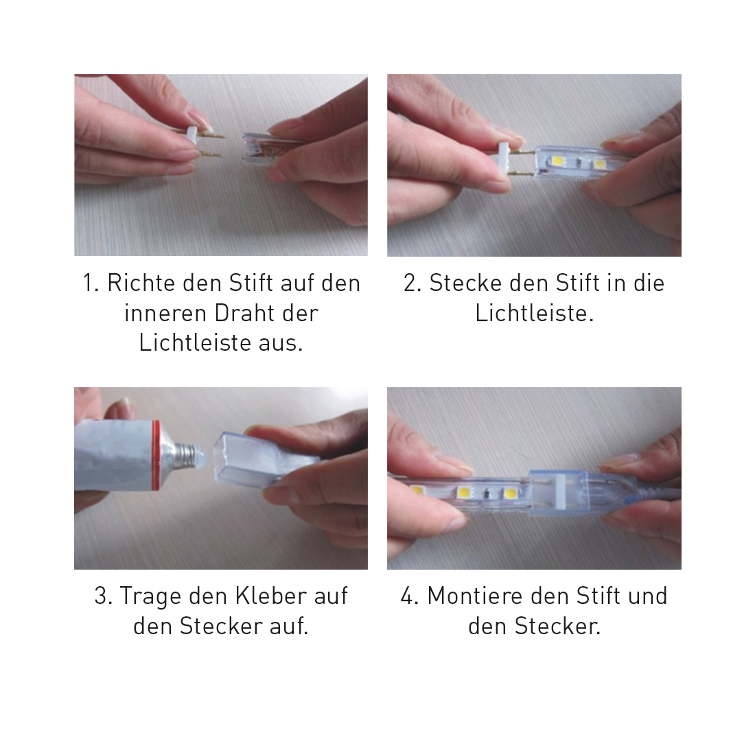 Verbindungsset (Stecker & Stifte) zu LED Schlauch Kabelrollen