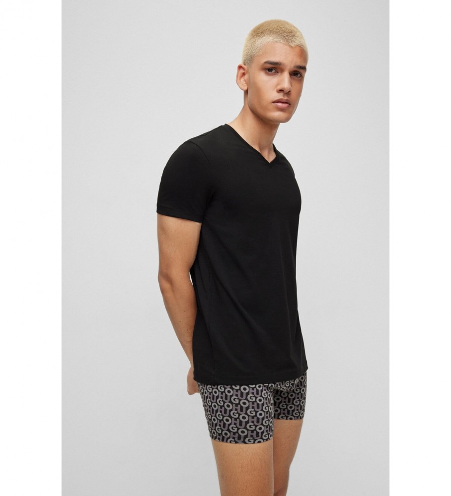 Conjunto de 2 camisetas pretas com decote em V da HUGO