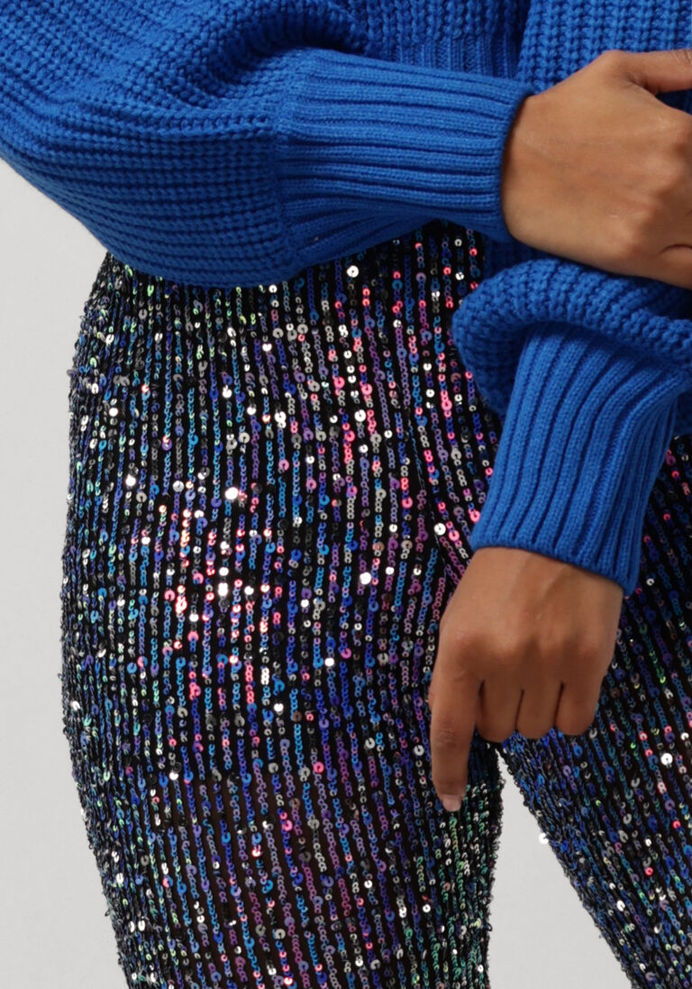 COLOURFUL REBEL blauwe colourful rebel flared broek steffie sequins flare