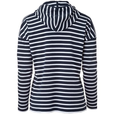 Damen-Hoodie gestreift, Navy-Weiß