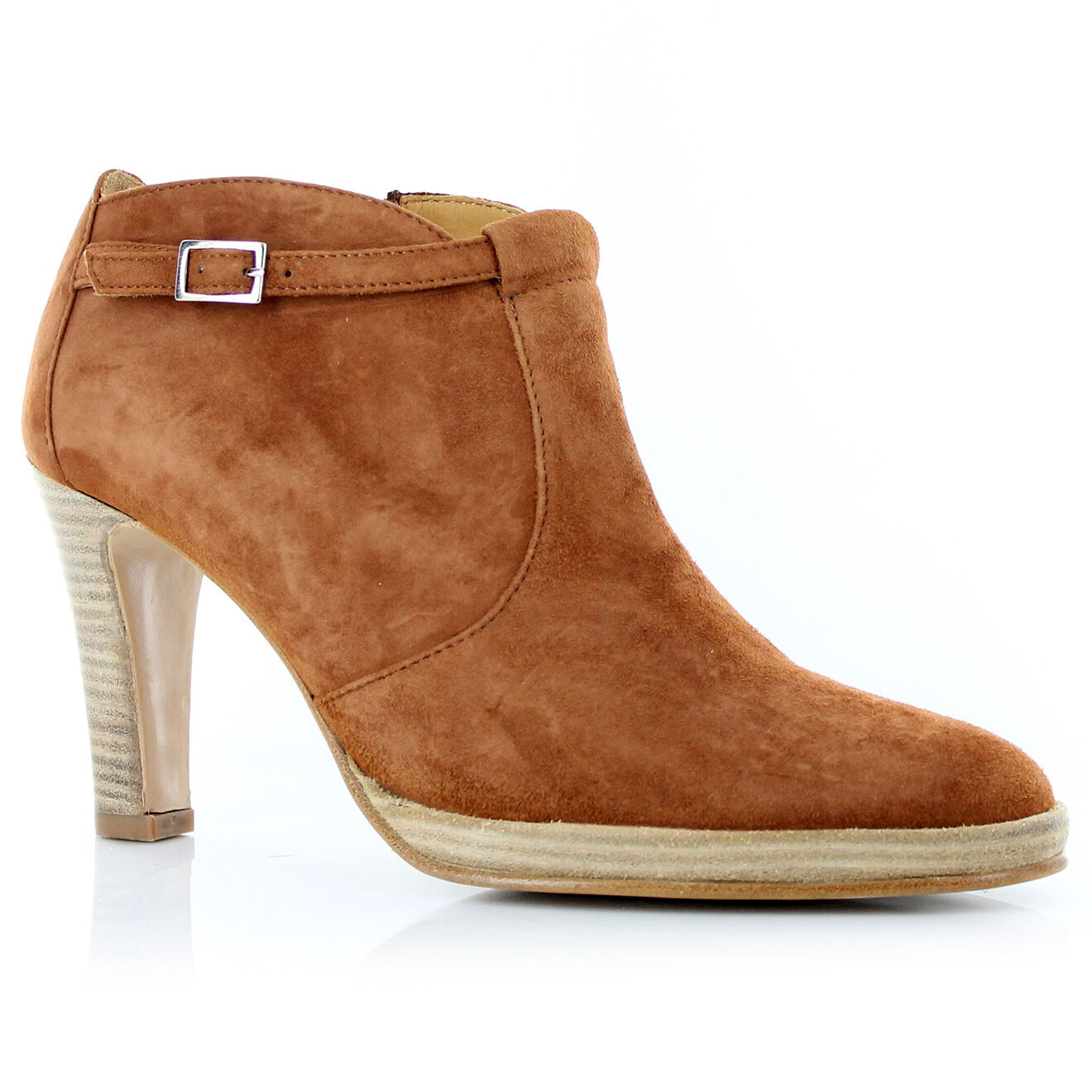 Atelier voisin Bottines en Velours de Cuir Perdris camel - Talon 5 cm