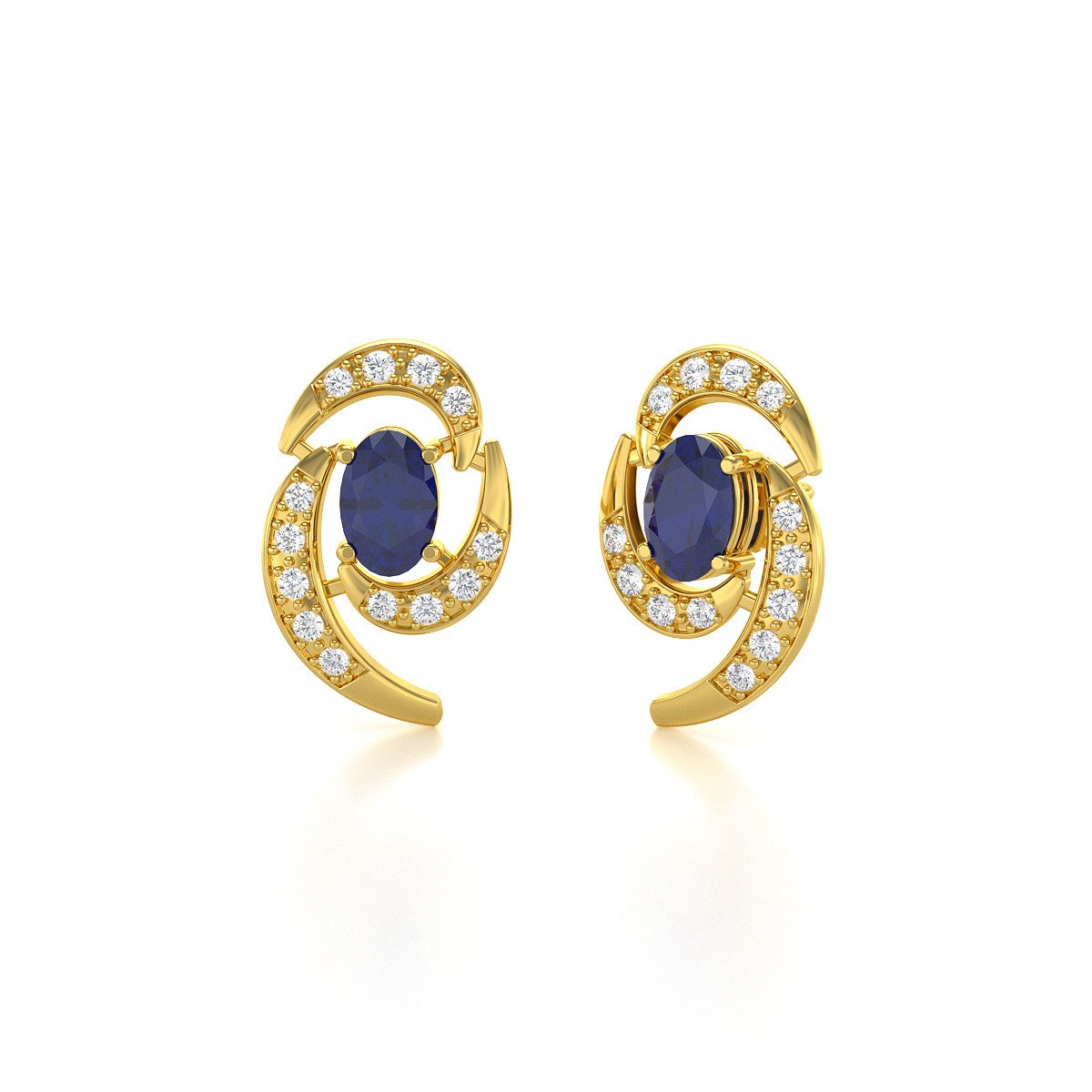 Boucles d'oreilles ADEN Or 585 Jaune et Saphir 2.6grs