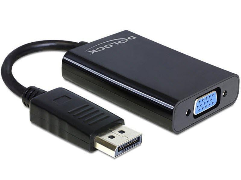 Delock Adapterkabel DP - VGA Schwarz Delock Adapter DisplayPort 1.1 Stecker > VGA Buchse   Audio   Power schwarz