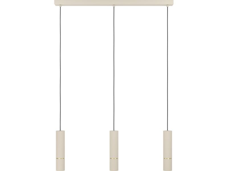 EGLO Leuchten Pendelleuchte CAMINIA GU10 3 x 4.7W Moderne Hängeleuchte mit sandfarbener Oberfläche und Messingdetails