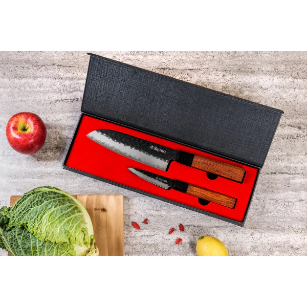 Set 2 couteaux Sayuto Sequoia San Mai office et santoku Sayuto