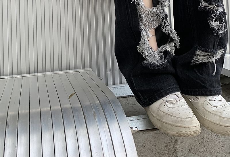 Wisjam - High Rise Distressed Loose Fit Jeans