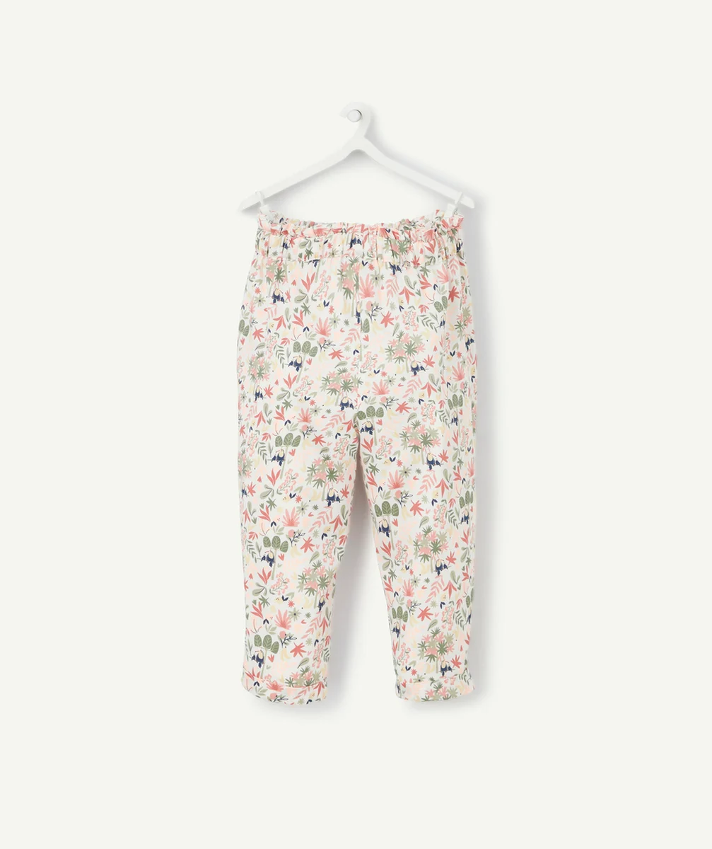 PANTALON FLUIDE BÉBÉ FILLE EN COTON FLEURI